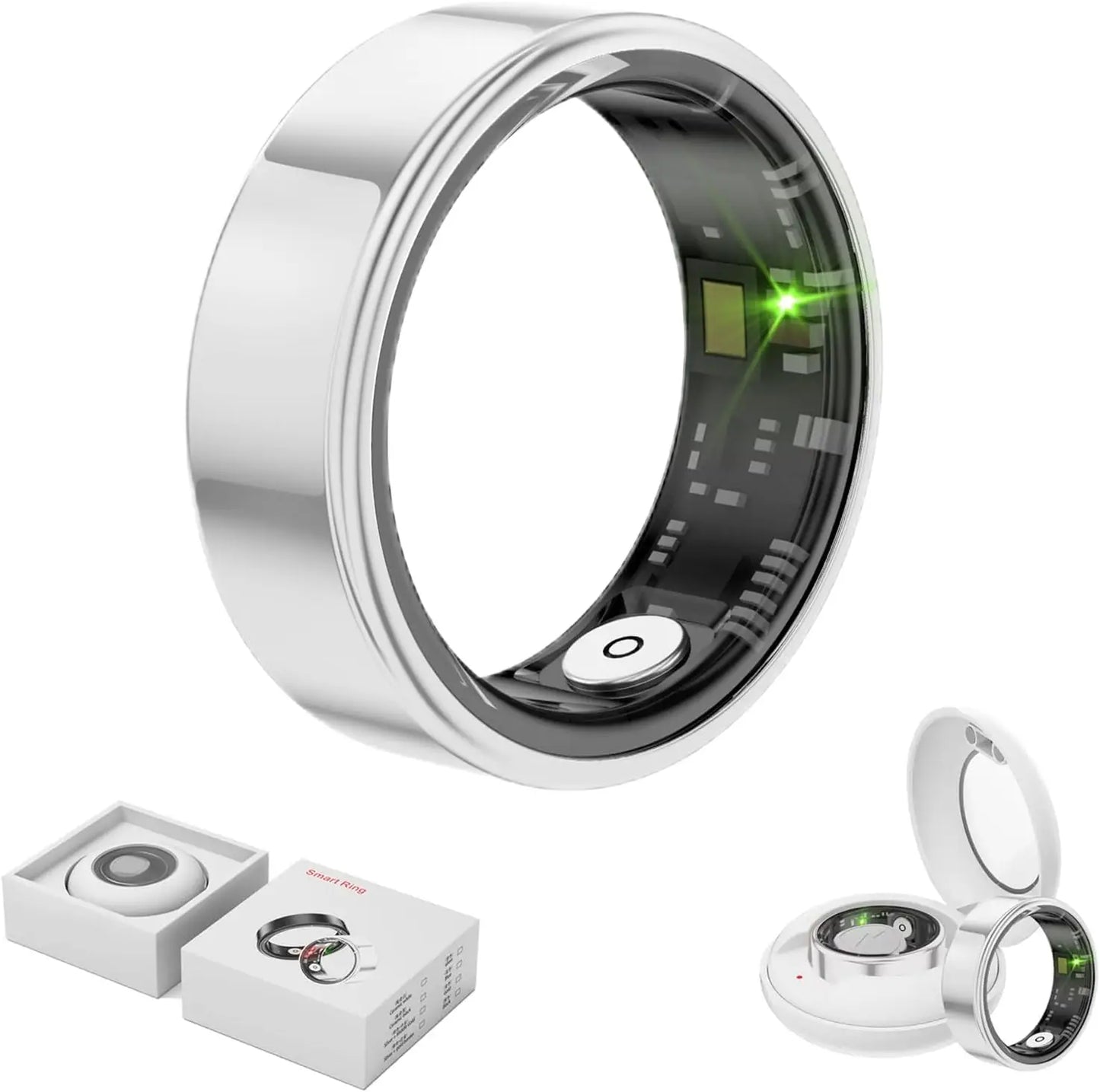 Anillo Inteligente de Salud IP68 – Control de Ritmo Cardiaco, Oxígeno, Sueño y Calorías para Mujer y Hombre