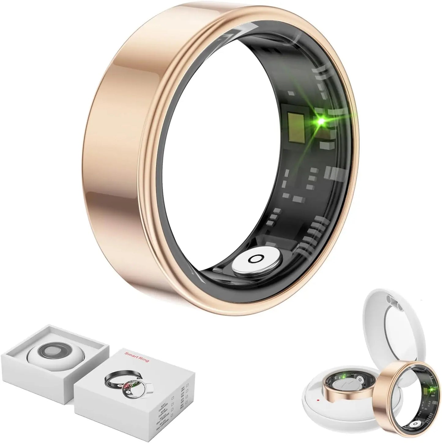 Anillo Inteligente de Salud IP68 – Control de Ritmo Cardiaco, Oxígeno, Sueño y Calorías para Mujer y Hombre