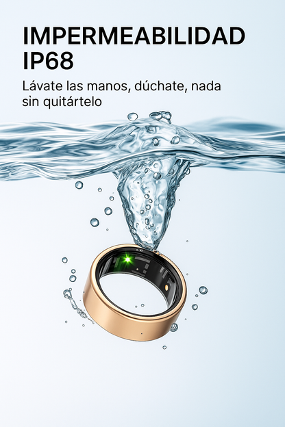 Anillo Inteligente de Salud IP68 – Control de Ritmo Cardiaco, Oxígeno, Sueño y Calorías para Mujer y Hombre